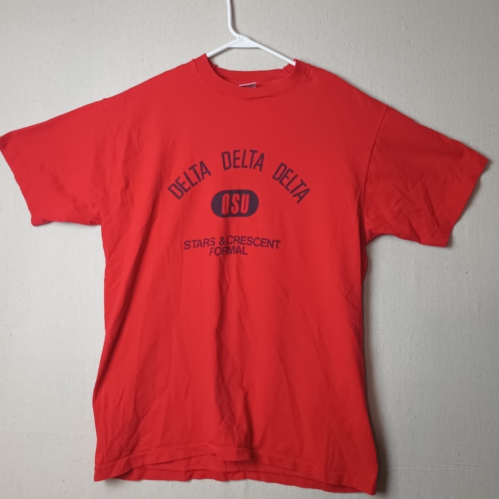 Fruit of the Loom OSU Delta Delta Delta Red T-Shirt XL Early 90's Vintage P‎